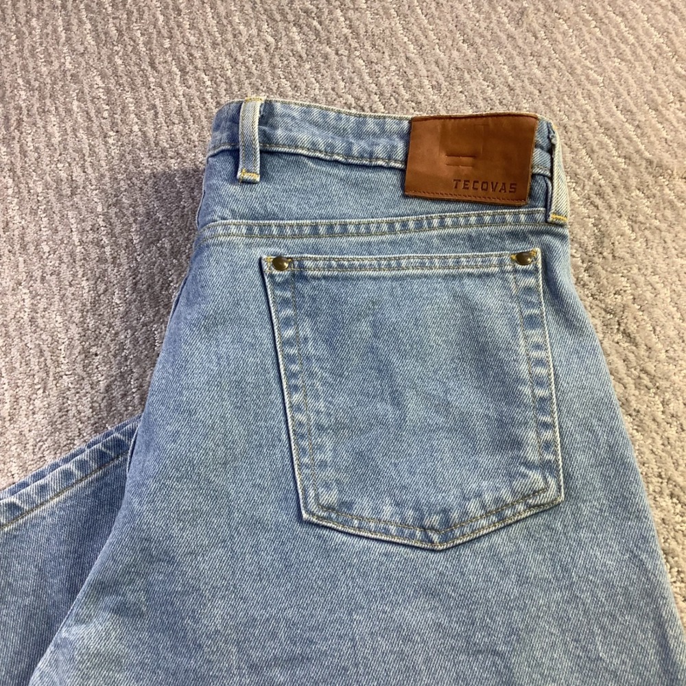 Tecovas Mens Slim Straight Western Denim Light Wash Jeans 33x32 (Actual 34 x 31)